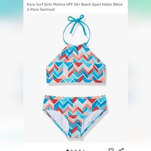Kanu Surf Girls' Mahina UPF 50+ Beach Sport Halter Bikini Size 6